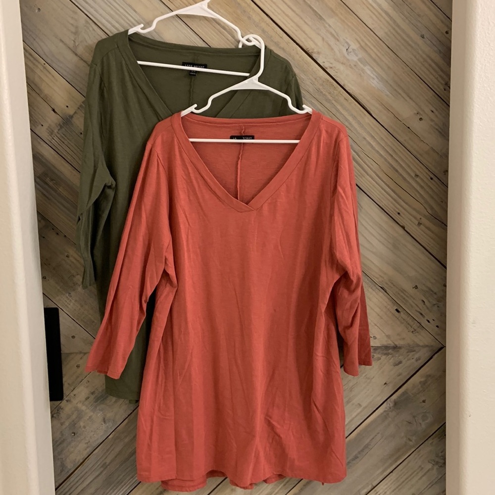 Olive Green AND Dusty Rose 3/4 Sleeve Shirt
